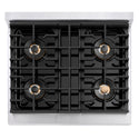 ZLINE Autograph Edition 30 in. 4.2 cu. ft. Paramount Gas Range with 4 Burner DuoPro™ Cooktop and Convection Gas Oven in Satin Stainless Steel with White Matte Door and Champagne Bronze Accents, Open Box-Good Condition