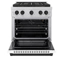 ZLINE Autograph Edition 30 in. 4.2 cu. ft. Paramount Gas Range with 4 Burner DuoPro™ Cooktop and Convection Gas Oven in Satin Stainless Steel with White Matte Door and Matte Black Accents, Open Box-Great Condition