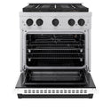 ZLINE Autograph Edition 30 in. 4.2 cu. ft. Paramount Gas Range with 4 Burner DuoPro™ Cooktop and Convection Gas Oven in Satin Stainless Steel with White Matte Door and Matte Black Accents, Open Box-Good Condition