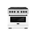ZLINE Autograph Edition 36 in. 5.2 cu. ft. Paramount Gas Range with 6 Burner DuoPro™ Cooktop and Convection Gas Oven in Satin Stainless Steel with White Matte Door and Matte Black Accents, Open Box-Good Condition