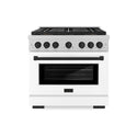ZLINE Autograph Edition 36 in. 5.2 cu. ft. Paramount Gas Range with 6 Burner DuoPro™ Cooktop and Convection Gas Oven in Satin Stainless Steel with White Matte Door and Matte Black Accents, Open Box-Great Condition