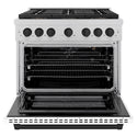 ZLINE Autograph Edition 36 in. 5.2 cu. ft. Paramount Gas Range with 6 Burner DuoPro™ Cooktop and Convection Gas Oven in Satin Stainless Steel with White Matte Door and Matte Black Accents, Open Box-Good Condition