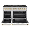 ZLINE Autograph Edition 48 in. 6.7 cu. ft. Paramount Gas Range with 8 Burner DuoPro™ Cooktop and Dual Ovens in Satin Stainless Steel with White Matte Doors and Polished Gold Accents, Open Box-Great Condition