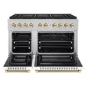 ZLINE Autograph Edition 48 in. 6.7 cu. ft. Paramount Gas Range with 8 Burner DuoPro™ Cooktop and Dual Ovens in Satin Stainless Steel with White Matte Doors and Polished Gold Accents, Open Box-Good Condition