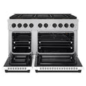 ZLINE Autograph Edition 48 in. 6.7 cu. ft. Paramount Gas Range with 8 Burner DuoPro™ Cooktop and Dual Ovens in Satin Stainless Steel with White Matte Doors and Matte Black Accents, Open Box-Great Condition