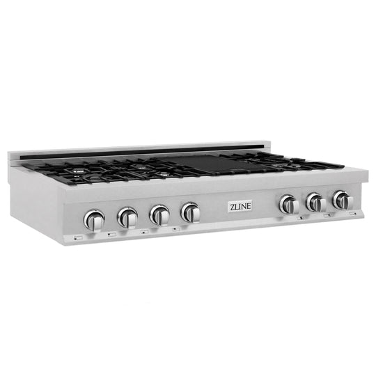 ZLINE 48 in. Legacy Gas Rangetop with 7 Burners and Porcelain Cooktop in Satin Stainless Steel (RTS-48)