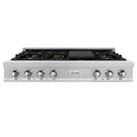 ZLINE 48 in. Legacy Gas Rangetop with 6 Brass Burners and Porcelain Cooktop in Satin Stainless Steel (RTS-BR-48)