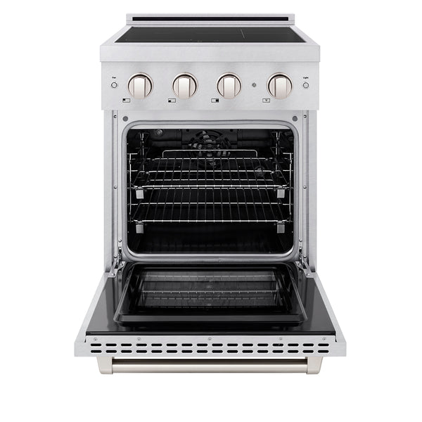 ZLINE 24 in. 3.2 cu. ft. Paramount Induction Range with 3 Element Cooktop and Electric Convection Oven in Satin Stainless Steel, Open Box-Great Condition