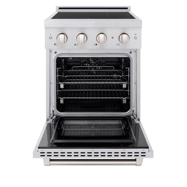 ZLINE 24 in. 3.2 cu. ft. Paramount Induction Range with 3 Element Cooktop and Electric Convection Oven in Satin Stainless Steel, Open Box-Good Condition