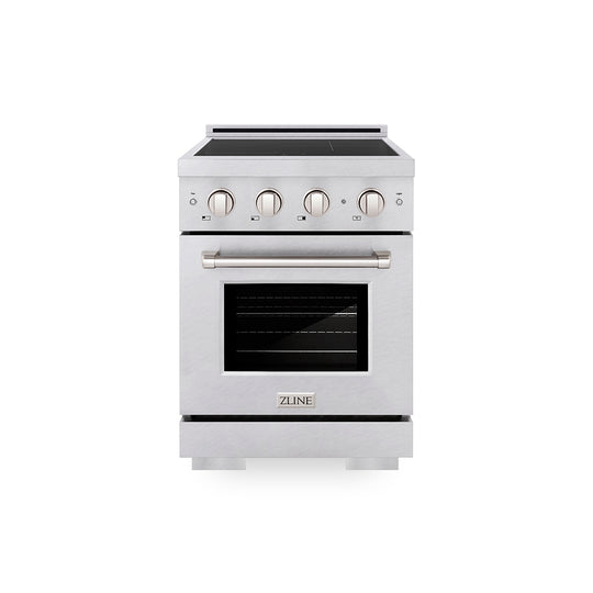 ZLINE 24 in. 3.2 cu. ft. Paramount Induction Range with 3 Element Cooktop and Electric Convection Oven in Satin Stainless Steel, Open Box-Great Condition