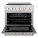 ZLINE 36 in. 5.2 cu. ft. Paramount Induction Range with 5 Element Cooktop and Electric Convection Oven in Satin Stainless Steel, Open Box-Good Condition