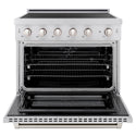 ZLINE 36 in. 5.2 cu. ft. Paramount Induction Range with 5 Element Cooktop and Electric Convection Oven in Satin Stainless Steel, Open Box-Great Condition
