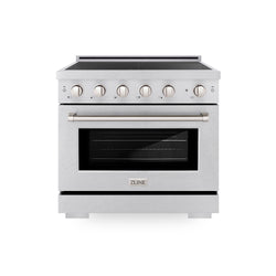 ZLINE 36 in. 5.2 cu. ft. Paramount Induction Range with 5 Element Cooktop and Electric Convection Oven in Satin Stainless Steel, Open Box-Great Condition