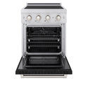 ZLINE 24 in. 3.2 cu. ft. Paramount Induction Range with 3 Element Cooktop and Electric Convection Oven in Satin Stainless Steel with Black Matte Door (SINRS-BLM-24)