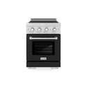 ZLINE 24 in. 3.2 cu. ft. Paramount Induction Range with 3 Element Cooktop and Electric Convection Oven in Satin Stainless Steel with Black Matte Door (SINRS-BLM-24)