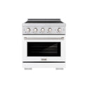 ZLINE 30 in. 4.2 cu. ft. Paramount Induction Range with 4 Element Cooktop and Electric Convection Oven in Satin Stainless Steel with White Matte Door (SINRS-WM-30)
