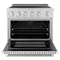 ZLINE 36 in. 5.2 cu. ft. Paramount Induction Range with 5 Element Cooktop and Electric Convection Oven in Satin Stainless Steel with White Matte Door (SINRS-WM-36)