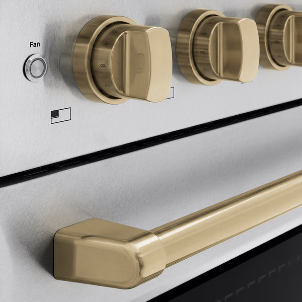 ZLINE Autograph Edition 24 in. 3.2 cu. ft. Paramount Induction Range with 3 Element Cooktop and Electric Convection Oven in Satin Stainless Steel with Champagne Bronze Accents (SINRSZ-24-CB)