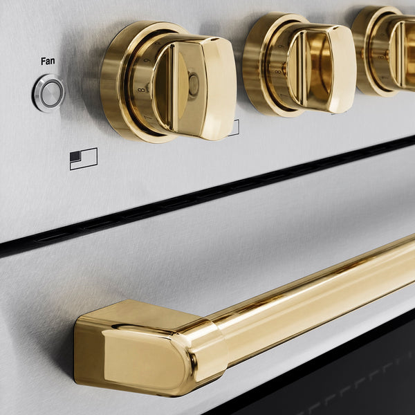 ZLINE Autograph Edition 24 in. 3.2 cu. ft. Paramount Induction Range with 3 Element Cooktop and Electric Convection Oven in Satin Stainless Steel with Polished Gold Accents (SINRSZ-24-G)