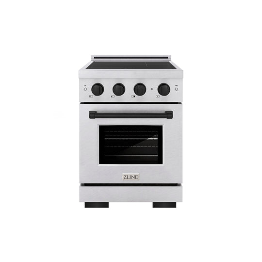 ZLINE Autograph Edition 24 in. 3.2 cu. ft. Paramount Induction Range with 3 Element Cooktop and Electric Convection Oven in Satin Stainless Steel with Matte Black Accents (SINRSZ-24-MB)