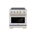 ZLINE Autograph Edition 30 in. 4.2 cu. ft. Paramount Induction Range with 4 Element Cooktop and Electric Convection Oven in Satin Stainless Steel with Champagne Bronze Accents (SINRSZ-30-CB)