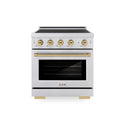 ZLINE Autograph Edition 30 in. 4.2 cu. ft. Paramount Induction Range with 4 Element Cooktop and Electric Convection Oven in Satin Stainless Steel with Champagne Bronze Accents, Open Box-Great Condition