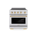 ZLINE Autograph Edition 30 in. 4.2 cu. ft. Paramount Induction Range with 4 Element Cooktop and Electric Convection Oven in Satin Stainless Steel with Polished Gold Accents, Open Box-Good Condition