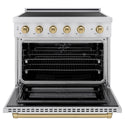ZLINE Autograph Edition 36 in. 5.2 cu. ft. Paramount Induction Range with 5 Element Cooktop and Electric Convection Oven in Satin Stainless Steel with Champagne Bronze Accents, Open Box-Great Condition