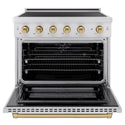 ZLINE Autograph Edition 36 in. 5.2 cu. ft. Paramount Induction Range with 5 Element Cooktop and Electric Convection Oven in Satin Stainless Steel with Champagne Bronze Accents, Open Box-Good Condition