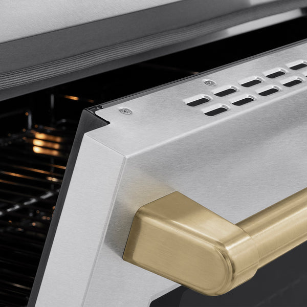 ZLINE Autograph Edition 36 in. 5.2 cu. ft. Paramount Induction Range with 5 Element Cooktop and Electric Convection Oven in Satin Stainless Steel with Champagne Bronze Accents, Open Box-Great Condition