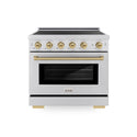 ZLINE Autograph Edition 36 in. 5.2 cu. ft. Paramount Induction Range with 5 Element Cooktop and Electric Convection Oven in Satin Stainless Steel with Champagne Bronze Accents (SINRSZ-36-CB)