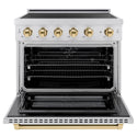 ZLINE Autograph Edition 36 in. 5.2 cu. ft. Paramount Induction Range with 5 Element Cooktop and Electric Convection Oven in Satin Stainless Steel with Polished Gold Accents (SINRSZ-36-G)
