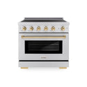 ZLINE Autograph Edition 36 in. 5.2 cu. ft. Paramount Induction Range with 5 Element Cooktop and Electric Convection Oven in Satin Stainless Steel with Polished Gold Accents, Open Box-Good Condition