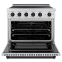 ZLINE Autograph Edition 36 in. 5.2 cu. ft. Paramount Induction Range with 5 Element Cooktop and Electric Convection Oven in Satin Stainless Steel with Matte Black Accents, Open Box-Great Condition
