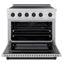 ZLINE Autograph Edition 36 in. 5.2 cu. ft. Paramount Induction Range with 5 Element Cooktop and Electric Convection Oven in Satin Stainless Steel with Matte Black Accents, Open Box-Good Condition
