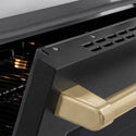 ZLINE Autograph Edition 36 in. 5.2 cu. ft. Paramount Induction Range with 5 Element Cooktop and Electric Convection Oven in Satin Stainless Steel with Black Matte Door and Champagne Bronze Accents, Open Box-Great Condition