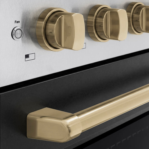 ZLINE Autograph Edition 36 in. 5.2 cu. ft. Paramount Induction Range with 5 Element Cooktop and Electric Convection Oven in Satin Stainless Steel with Black Matte Door and Champagne Bronze Accents, Open Box-Great Condition
