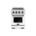 ZLINE Autograph Edition 24 in. 3.2 cu. ft. Paramount Induction Range with 3 Element Cooktop and Electric Convection Oven in Satin Stainless Steel with White Matte Door and Matte Black Accents (SINRSZ-WM-24-MB)