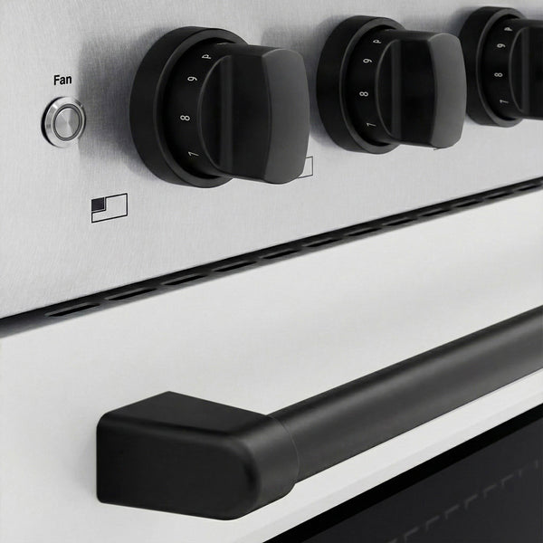 ZLINE Autograph Edition 24 in. 3.2 cu. ft. Paramount Induction Range with 3 Element Cooktop and Electric Convection Oven in Satin Stainless Steel with White Matte Door and Matte Black Accents (SINRSZ-WM-24-MB)