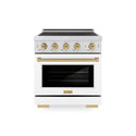 ZLINE Autograph Edition 30 in. 4.2 cu. ft. Paramount Induction Range with 4 Element Cooktop and Electric Convection Oven in Satin Stainless Steel with White Matte Door and Champagne Bronze Accents, Open Box-Great Condition