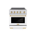 ZLINE Autograph Edition 30 in. 4.2 cu. ft. Paramount Induction Range with 4 Element Cooktop and Electric Convection Oven in Satin Stainless Steel with White Matte Door and Champagne Bronze Accents, Open Box-Good Condition