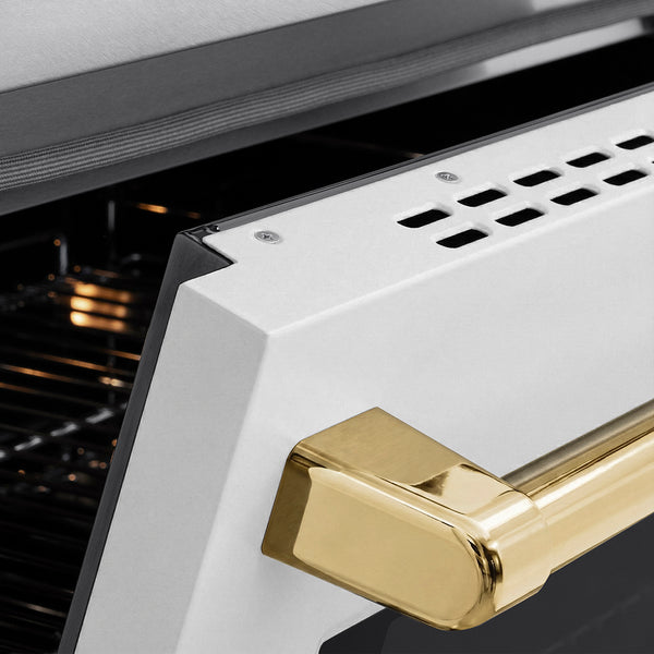 ZLINE Autograph Edition 30 in. 4.2 cu. ft. Paramount Induction Range with 4 Element Cooktop and Electric Convection Oven in Satin Stainless Steel with White Matte Door and Polished Gold Accents, Open Box-Great Condition