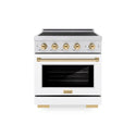 ZLINE Autograph Edition 30 in. 4.2 cu. ft. Paramount Induction Range with 4 Element Cooktop and Electric Convection Oven in Satin Stainless Steel with White Matte Door and Polished Gold Accents, Open Box-Good Condition