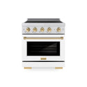 ZLINE Autograph Edition 30 in. 4.2 cu. ft. Paramount Induction Range with 4 Element Cooktop and Electric Convection Oven in Satin Stainless Steel with White Matte Door and Polished Gold Accents, Open Box-Great Condition