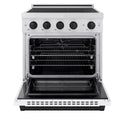 ZLINE Autograph Edition 30 in. 4.2 cu. ft. Paramount Induction Range with 4 Element Cooktop and Electric Convection Oven in Satin Stainless Steel with White Matte Door and Matte Black Accents, Open Box-Good Condition