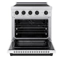 ZLINE Autograph Edition 30 in. 4.2 cu. ft. Paramount Induction Range with 4 Element Cooktop and Electric Convection Oven in Satin Stainless Steel with White Matte Door and Matte Black Accents, Open Box-Great Condition