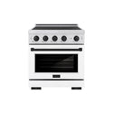 ZLINE Autograph Edition 30 in. 4.2 cu. ft. Paramount Induction Range with 4 Element Cooktop and Electric Convection Oven in Satin Stainless Steel with White Matte Door and Matte Black Accents (SINRSZ-WM-30-MB)