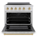 ZLINE Autograph Edition 36 in. 5.2 cu. ft. Paramount Induction Range with 5 Element Cooktop and Electric Convection Oven in Satin Stainless Steel with White Matte Door and Champagne Bronze Accents, Open Box-Great Condition