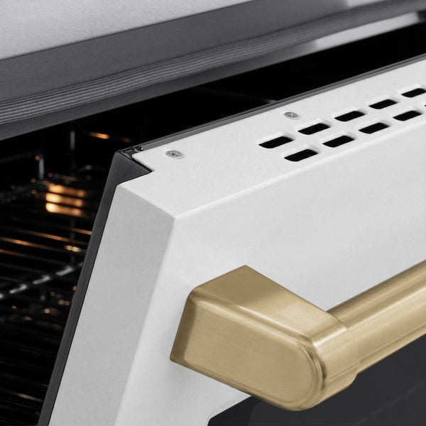 ZLINE Autograph Edition 36 in. 5.2 cu. ft. Paramount Induction Range with 5 Element Cooktop and Electric Convection Oven in Satin Stainless Steel with White Matte Door and Champagne Bronze Accents, Open Box-Good Condition