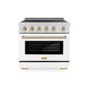 ZLINE Autograph Edition 36 in. 5.2 cu. ft. Paramount Induction Range with 5 Element Cooktop and Electric Convection Oven in Satin Stainless Steel with White Matte Door and Champagne Bronze Accents, Open Box-Good Condition